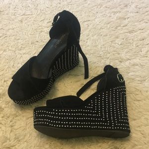 Jeffery Campbell black wedge with silver studs